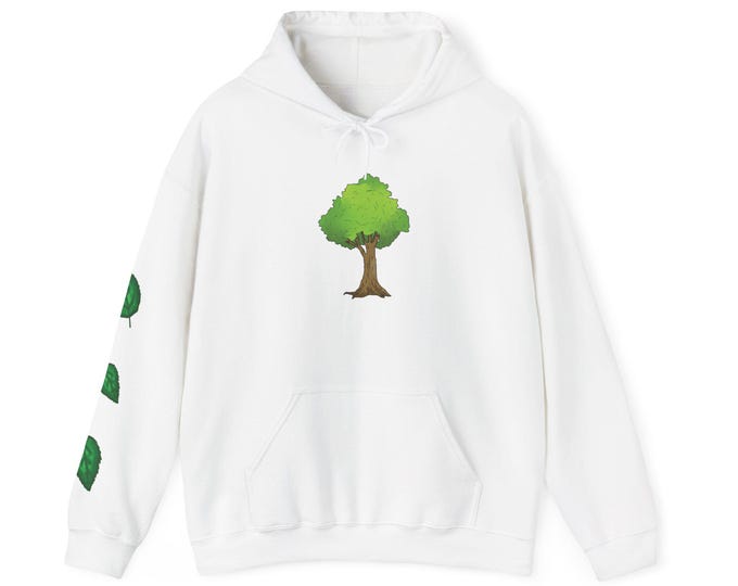 Tree Leaves & Stump Hooded Sweatshirt