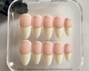 Hyper Realistic Nails: Natural Faux Acrylic Press-Ons, Customizable, Medium Almond