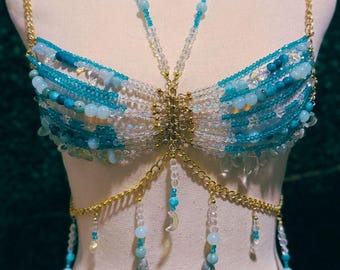 Handmade Crystal Beaded Mermaid Goddess Top