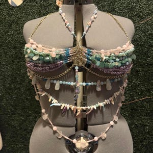 Handmade Beaded Fairy Goddess Bra – Whimsical Festival Top for Forest Nymphs & Moonlit Muses