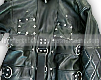 Cowhide Leather Straitjacket: Heavy Duty Buckles, D-Rings - Cosplay Gear