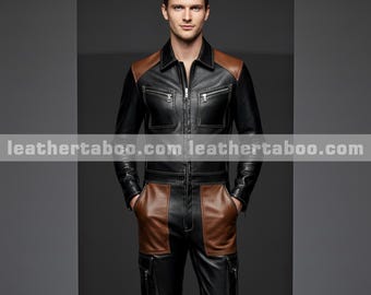 Mono de piel de oveja para hombre con diseño moderno, estilo en contraste y cremallera.