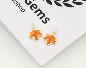 18k Gold Filled Maple Leaf Pendant,Enamel Maple Leaf Charm,DIY Jewelry Accessories