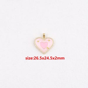 18k Gold Filled Heart Pendant,Enamel Heart Charm,DIY Jewelry Accessories