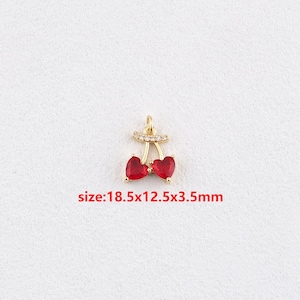 18k Gold Filled Cherry Pendant,Fruit Charm,DIY Jewelry Accessories