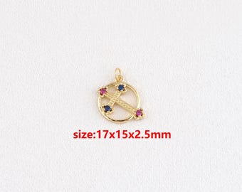 18k Gold Filled Sword Pendant,CZ Sword Charm,DIY Jewelry Accessories