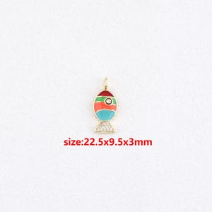 18k Gold Filled Fish Pendant,Sea Lover Necklace Charm,DIY Jewelry Accessories
