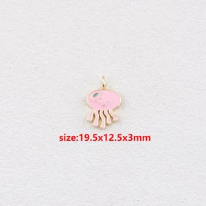 18k Gold gefüllte Qualle Anhänger,Ozean Halskette,Emaille Charme,DIY Schmuck Zubehör
