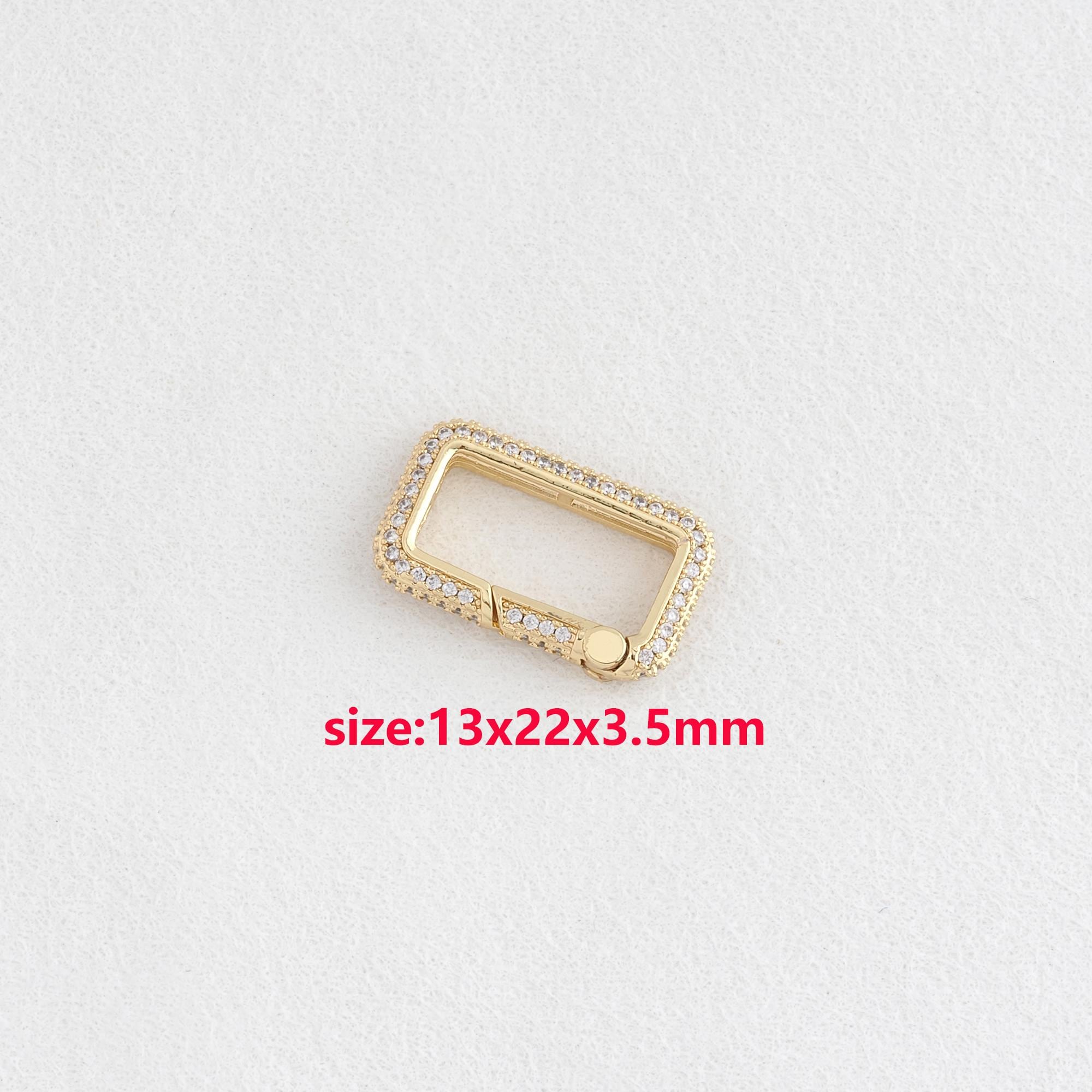 18K Gold Filled Rectangle Carabiner Clasp,gold Spring Clasp,push