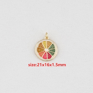 18k Gold Filledn Lemon Pendant,Enamel Charm,DIY Jewelry Accessories