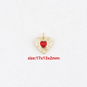 18k Gold Filled Heart Pendant,Enamel Heart Charm,DIY Jewelry Accessories