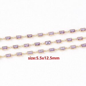 18k Gold Filled Rectangle Chain,Zirconia Link Chain,DIY Jewelry Accessories