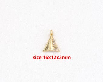 18k gold filled hanger van papieren vliegtuigje, CZ Paper Plane-bedel, DIY-sieradenaccessoires