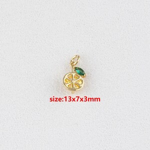 18k Gold Filledn Lemon Pendant,Enamel Charm,DIY Jewelry Accessories