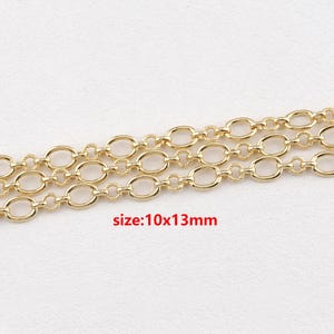 18k Gold Filled Oval Chain,Texture Link Chain,DIY Jewelry Accessories
