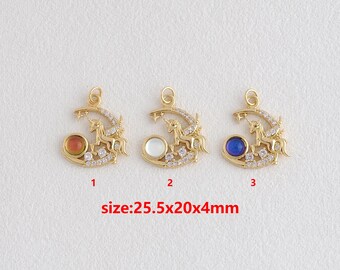 18k Gold Filled Unicorn Pendant,Unicorn Charm,DIY Jewelry Accessories