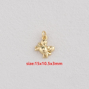 Colgante de cangrejo chapado en oro de 18 quilates, dije de cangrejo, accesorios de joyería DIY