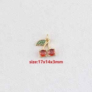 18k Gold Filled Cherry Pendant,Fruit Charm,DIY Jewelry Accessories