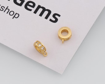 24K Gold Filled Pendant Bail Beads,Bail Charm Holder Spacer,DIY Jewelry Accessories