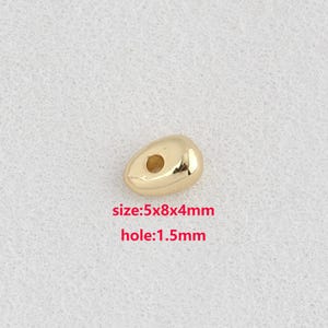 10 perline ovali riempite in oro 18 carati, perline delicate, accessori per gioielli fai da te