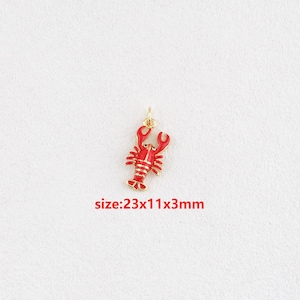 Colgante de langosta chapado en oro de 18 quilates, dije de océano, accesorios de joyería DIY