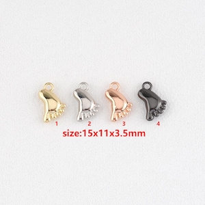 Ciondolo a forma di piede di bambino riempito in oro 18k, ciondolo a forma di piede, accessori per gioielli fai da te