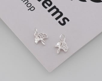 Silver Ginkgo Leaf Pendant,Leaf Charm,DIY Jewelry Accessories