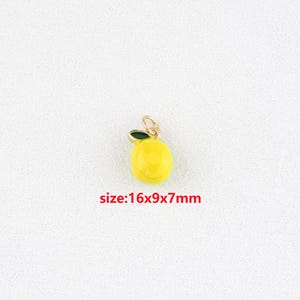 18k Gold Filledn Lemon Pendant,Enamel Charm,DIY Jewelry Accessories