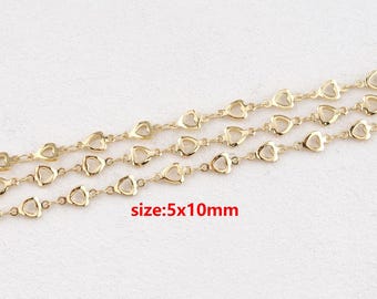18k Gold Filled Heart Chain,Heart Chain,DIY Jewelry Accessories
