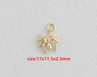 18k Gold Filled Spider Pendant,Spider Charm,DIY Jewelry Accessories