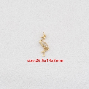 18k Gold Filled Crane Pendant,CZ Crane Necklace,DIY Jewelry Accessories