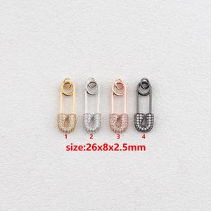18k Gold Filled Safety Pin Pendant,CZ Safety Pin Charm,DIY Jewelry Accessories