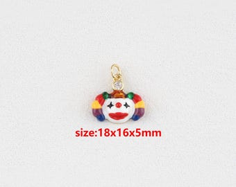 18k Gold Filled Joker Pendant,Enamel Joker Charm,DIY Jewelry Accessories