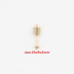 18k Gold Filled Arrow Pendant,CZ Arrow Charm,DIY Jewelry Accessories