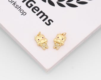 18k Gold Filled Cow Pendant,Animal Charm,DIY Jewelry Accessories