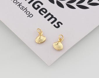 Ciondolo a forma di conchiglia riempito in oro 24k, collana con motivo oceano, ciondolo a forma di conchiglia, accessori per gioielli fai da te