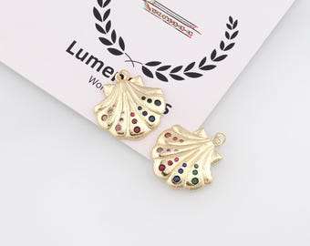 18k Gold Filled Shell Pendant,Ocean Charm,DIY Jewelry Accessories