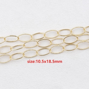 18k Gold Filled Oval Chain,Texture Link Chain,DIY Jewelry Accessories