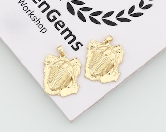 18k Gold Filled Trilobite Pendant,Animal Charm,DIY Jewelry Accessories