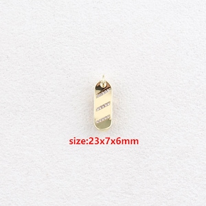 Pendentif skateboard rempli d&#39;or 18 carats, breloque skateboard CZ, accessoires de bijoux à bricoler soi-même