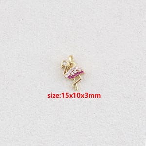 18k Gold Filled Crane Pendant,CZ Crane Necklace,DIY Jewelry Accessories
