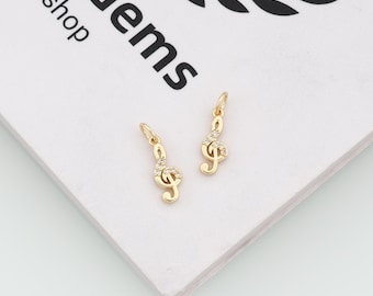 Colgante de nota musical chapado en oro de 18 quilates, dije de circonita cúbica, accesorios de joyería DIY