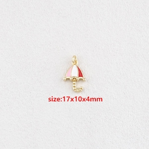 18k Gold Filled Umbrella Pendant,Enamel Charm,DIY Jewelry Accessories