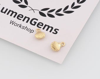 Ciondolo a forma di conchiglia in oro 18 carati, charm a tema oceano, accessori per gioielli fai da te