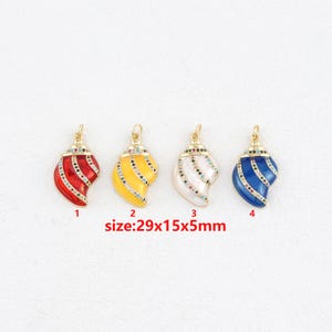 18k Gold Filled Conch Pendant,Ocean Necklace,Enamel Charm,DIY Jewelry Accessories