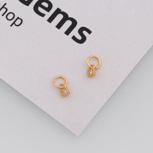 24k Gold Filled Square Pendant,Tiny Square Charm,DIY Jewelry Accessories