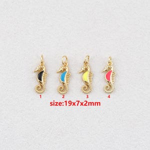 18k Gold Filled Seahorse Pendant,Enamel Charm,DIY Jewelry Accessories