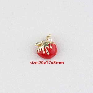 18k Gold Filled Apple Pendant,Fruit Necklace,Enamel Charm,DIY Jewelry Accessories