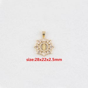 18k Gold Filled Virgin Mary Pendant,CZ Virgin Mary Charm,DIY Jewelry Accessories