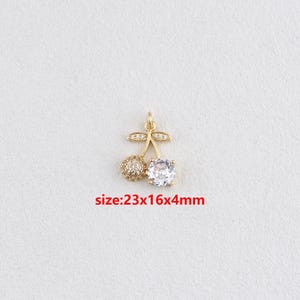 18k Gold Filled Cherry Pendant,Fruit Charm,DIY Jewelry Accessories